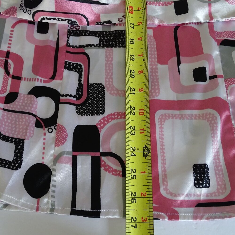 Cato Retro Print Satin Look Button Up Top Women Size 14W 16W Belted FLAW - Picture 9 of 11
